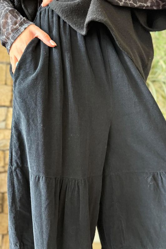 Basso Baby Cord Tiered Cuff Pant Black